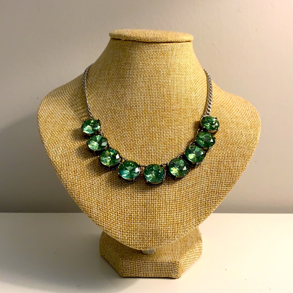 Chloe + Isabel Emerald Crystal Silver Chain Necklace w/ Adjustable Claw Closure